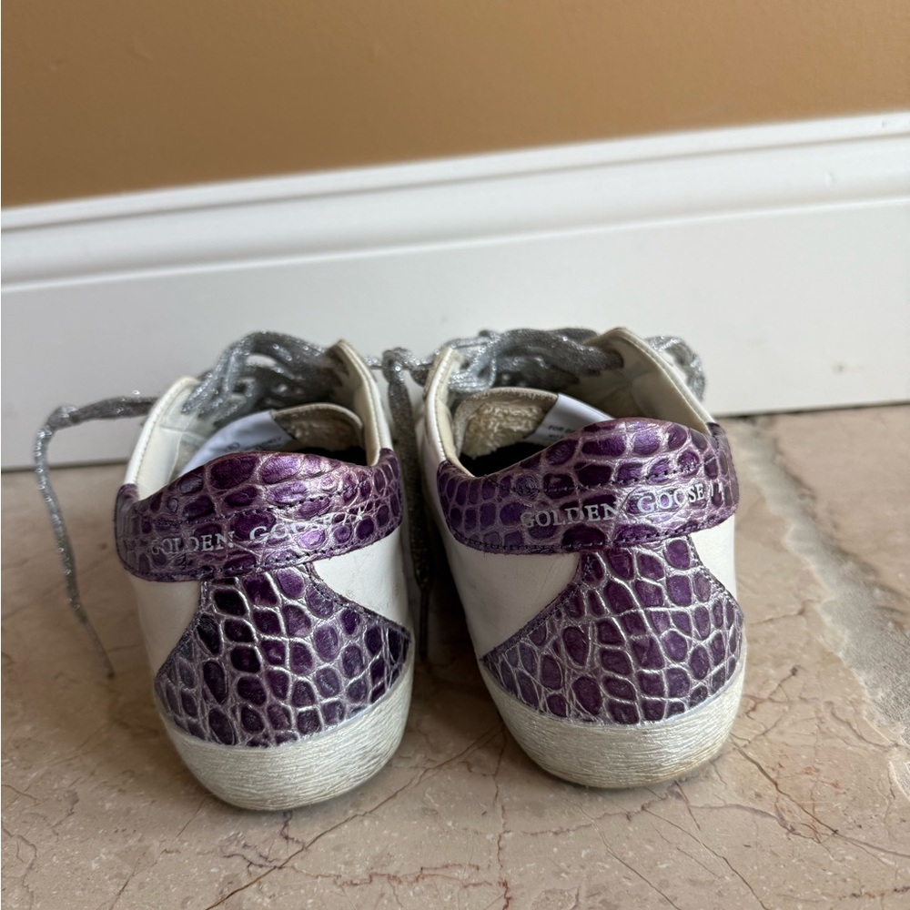 Golden Goose Sneakers in Purple and White Snake Skin LIKE NEW